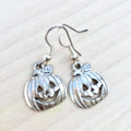 Silver Plated Halloween Pumpkin Earrings, Fun Jewelry