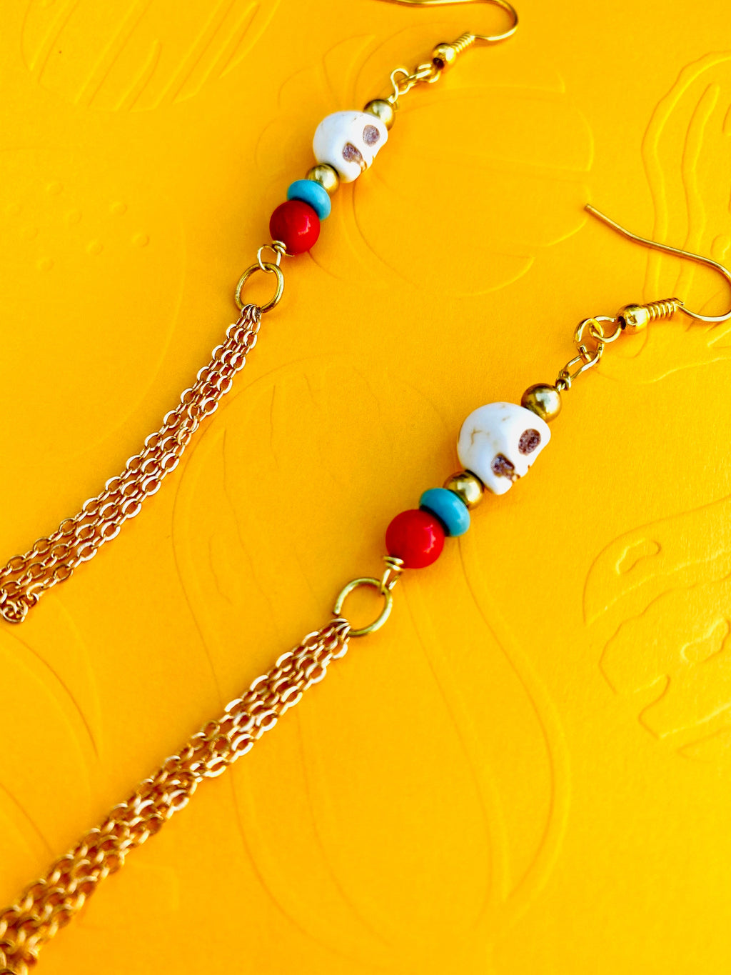Day of the dead earrings, skull earrings, Halloween earrings, gifts for Halloween, gifts for day of the dead, gifts for fun, gold plated