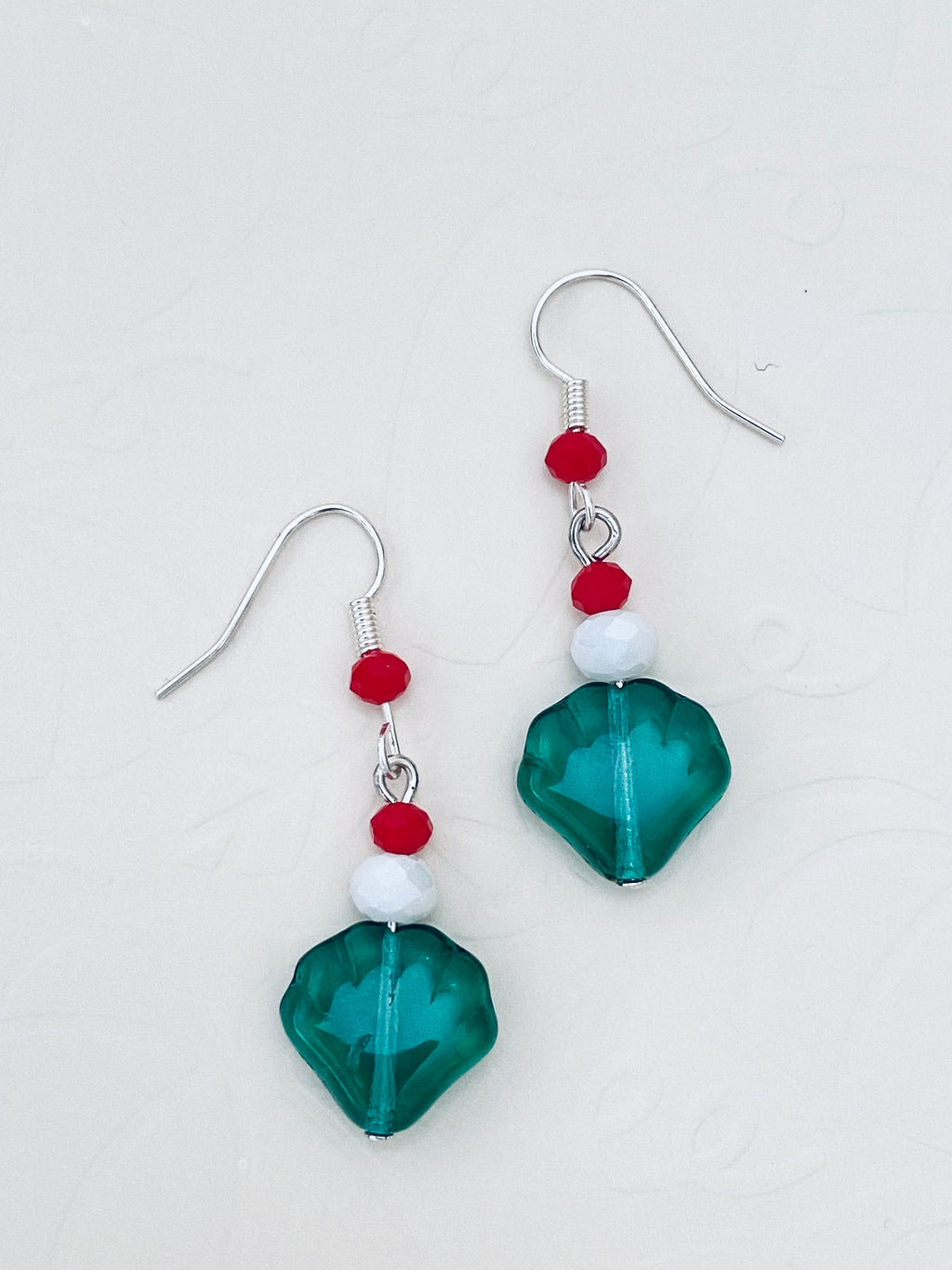 Festive Christmas Bead Dangle Earrings, Holiday Jewelry