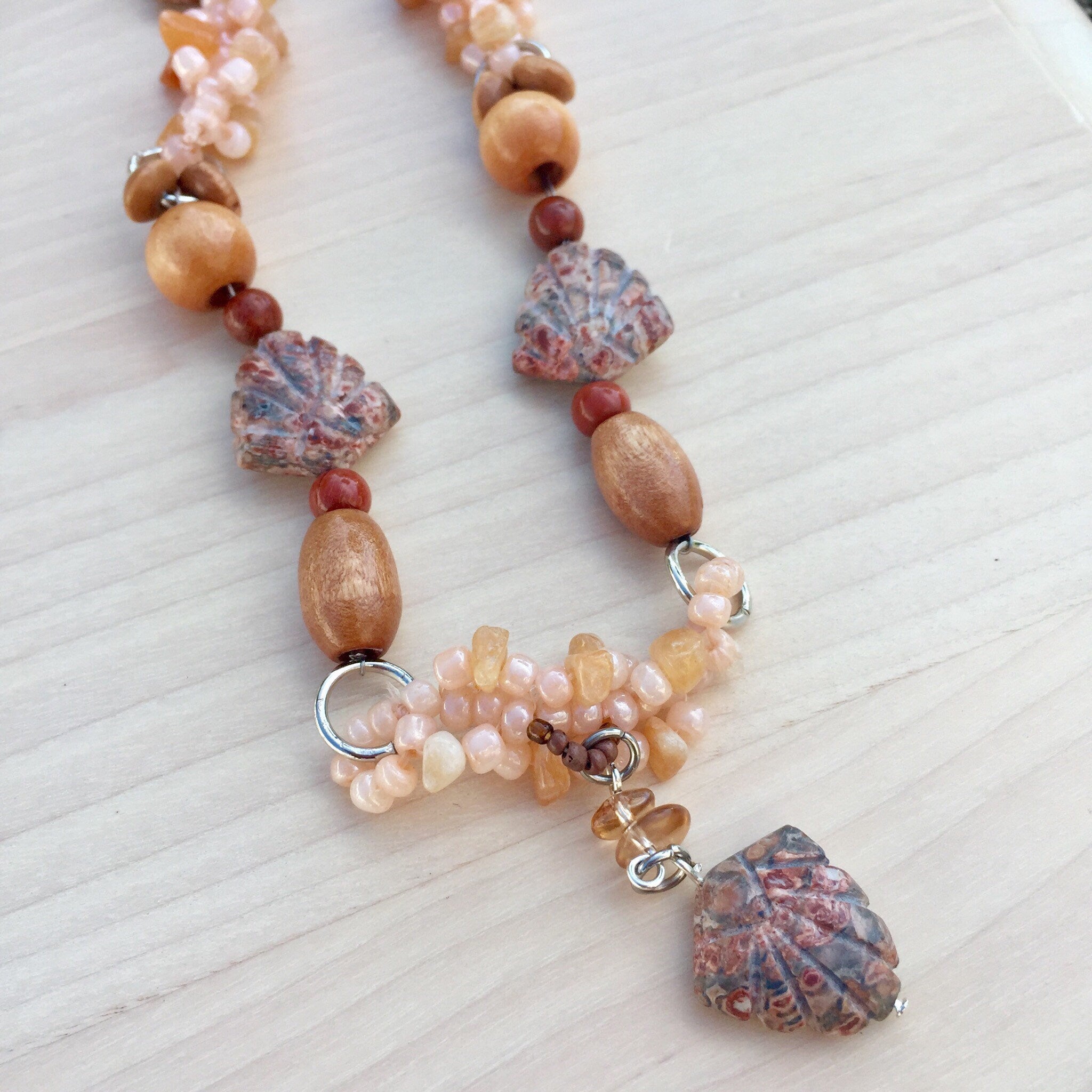 Poppy Jasper Beaded Necklace, Autumn Colors, Embellished Jewelry
