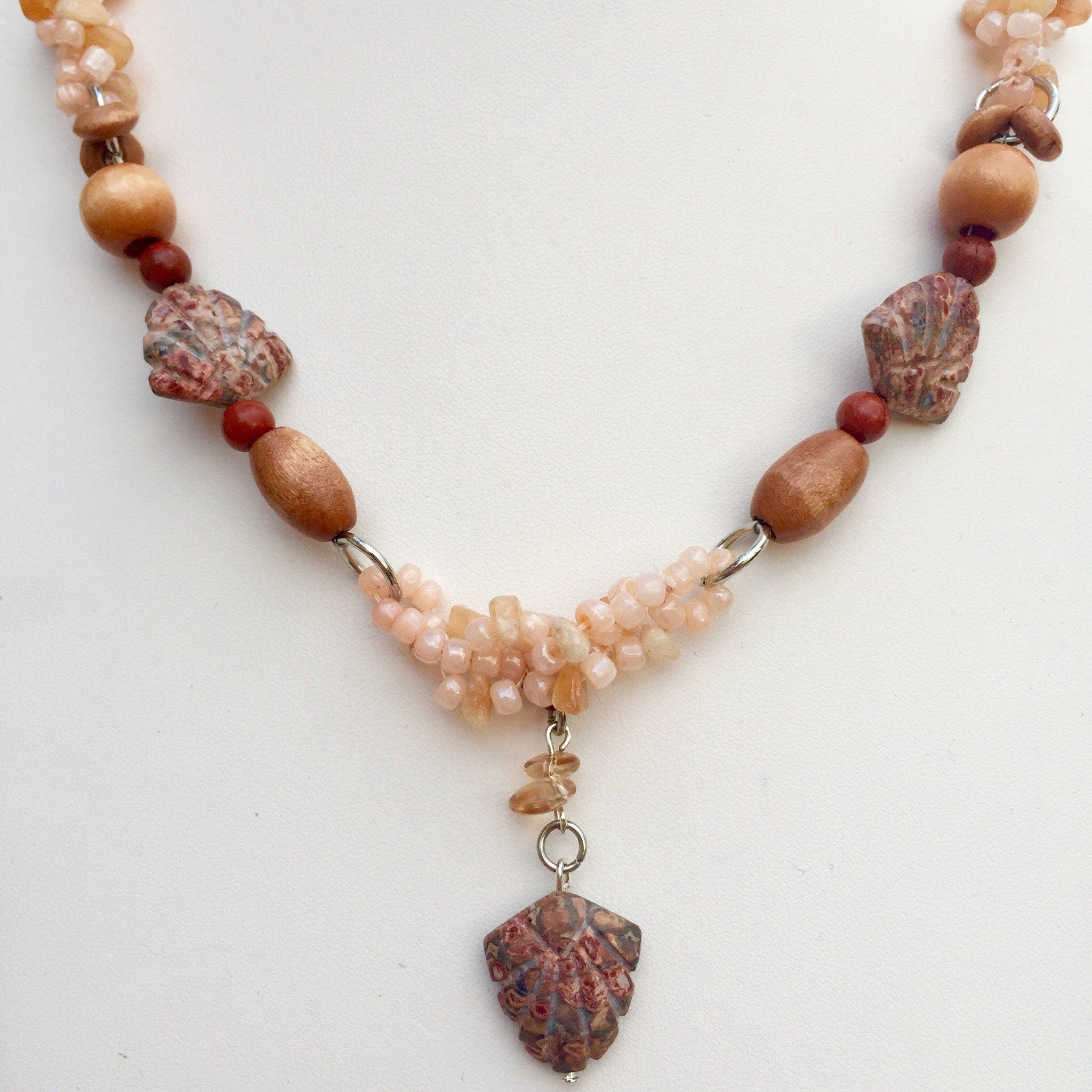 Poppy Jasper Beaded Necklace, Autumn Colors, Embellished Jewelry