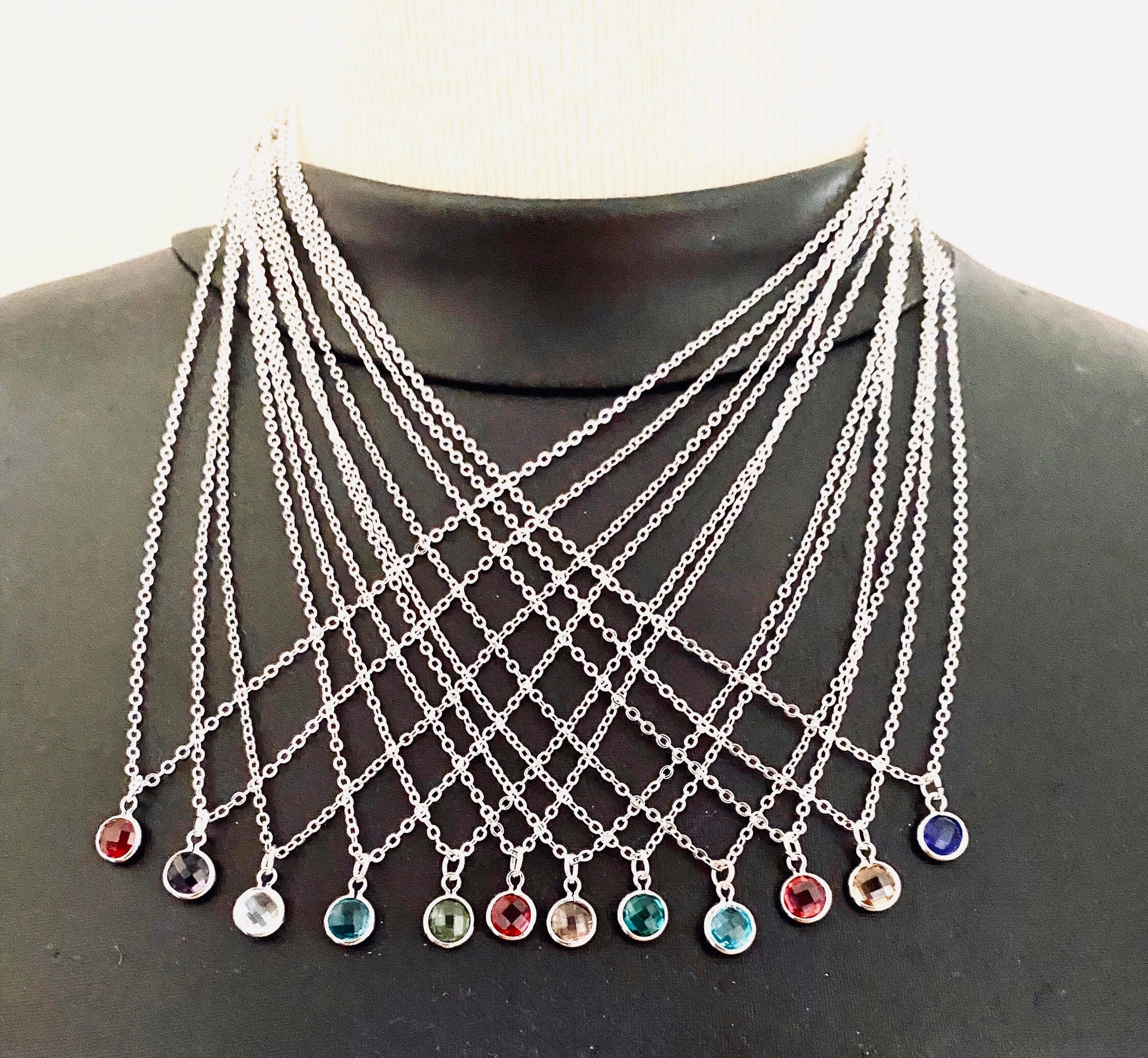 Silver Plated Swarovski Birthstone Charm Necklace