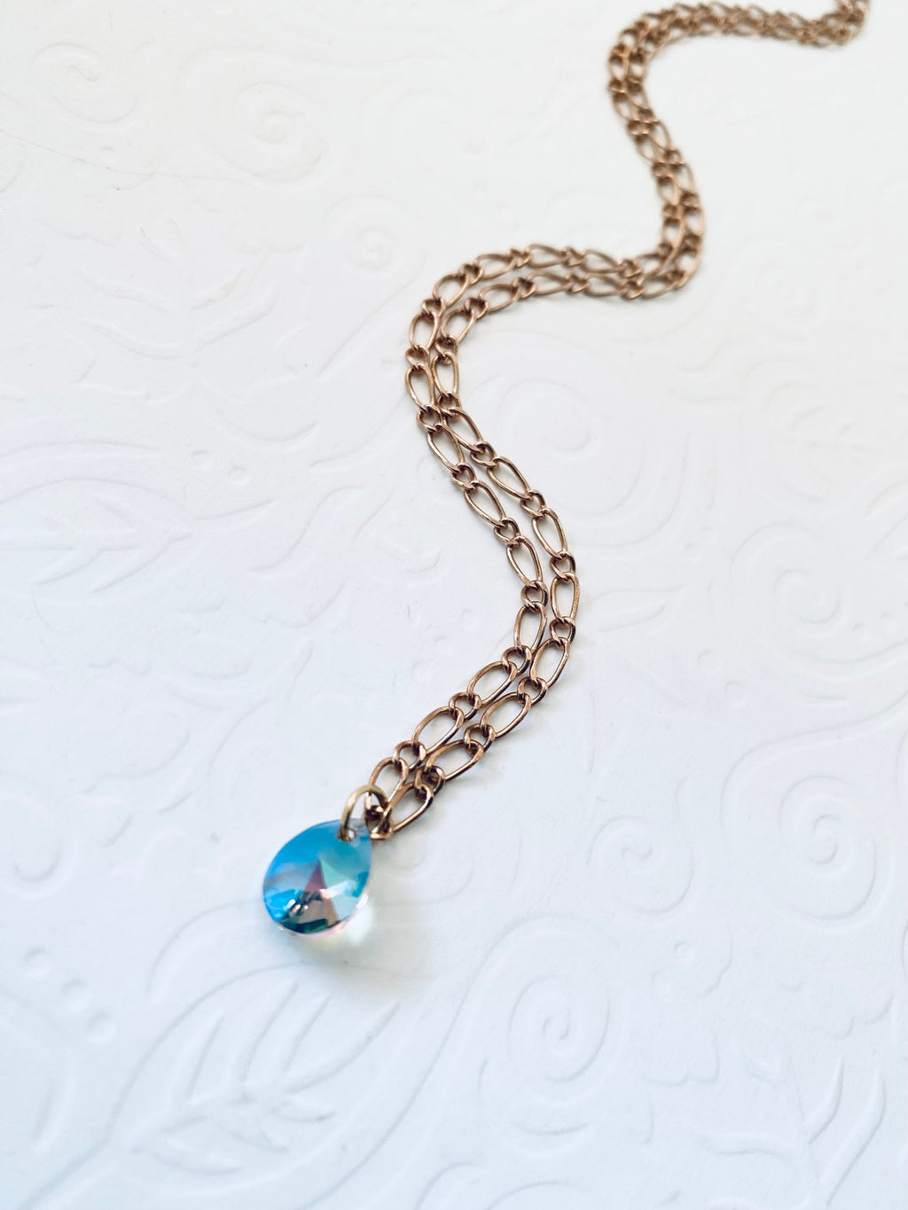 Swarovski Crystal Teardrop Necklace, Gold Plated Faceted Pendant