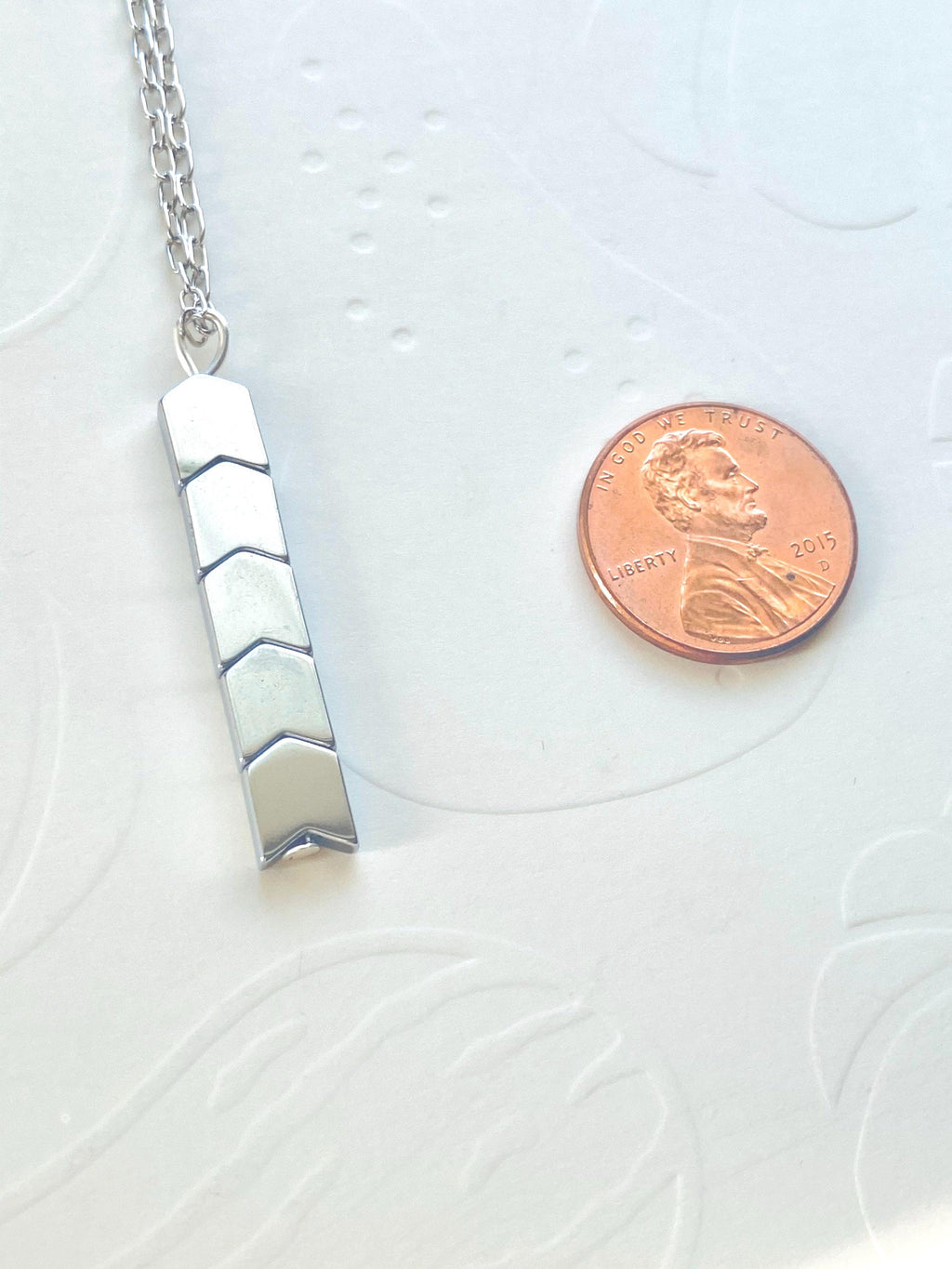 Hematite Pendant Necklace, Silver Plated Chain, Geometric Jewelry