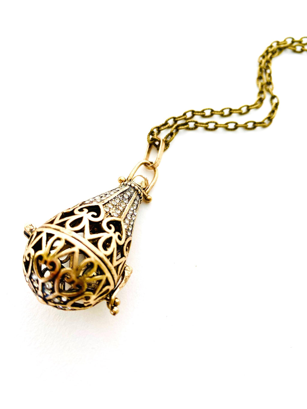 Steampunk Brass Prayer Box Necklace, Secret Compartment Locket (30 inch Chain)