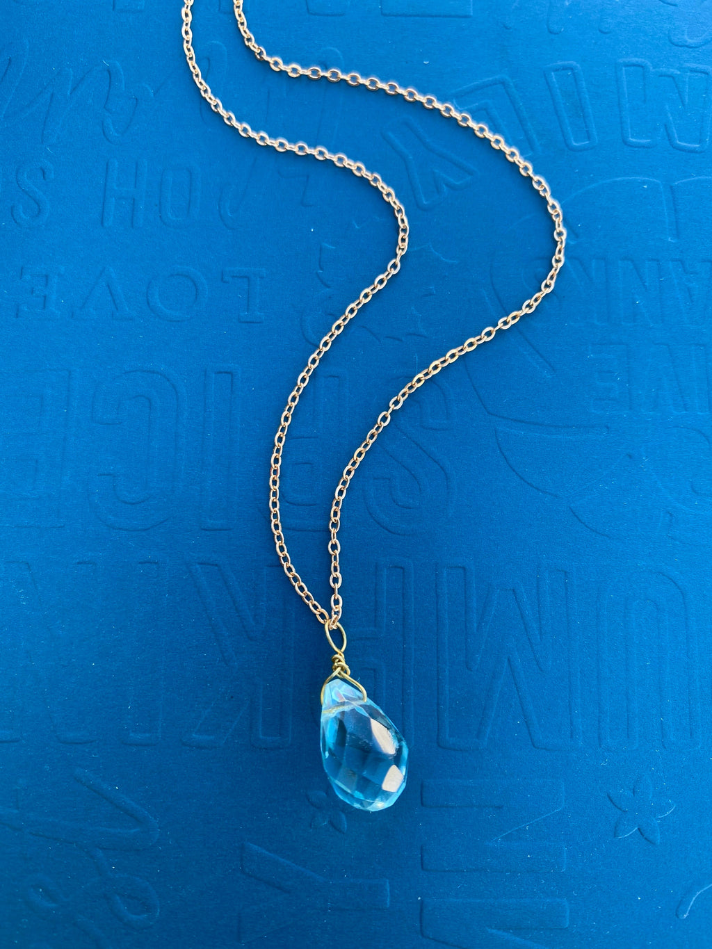 Teardrop Aquamarine Silver Plated Necklace, March Birthstone