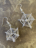 Handmade Silver Plated Spider Web Halloween Earrings