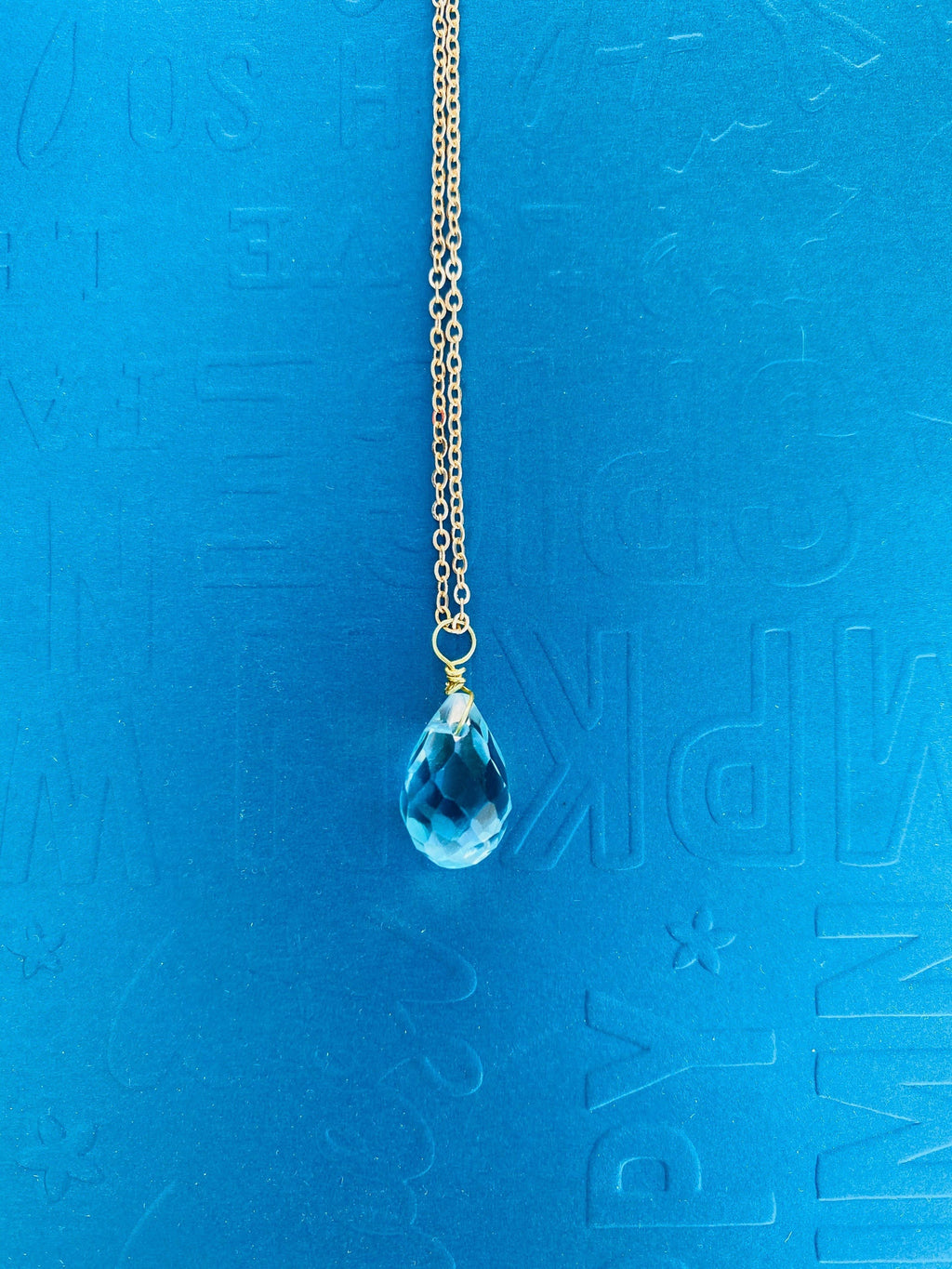 Teardrop Aquamarine Silver Plated Necklace, March Birthstone