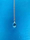 Teardrop Aquamarine Silver Plated Necklace, March Birthstone