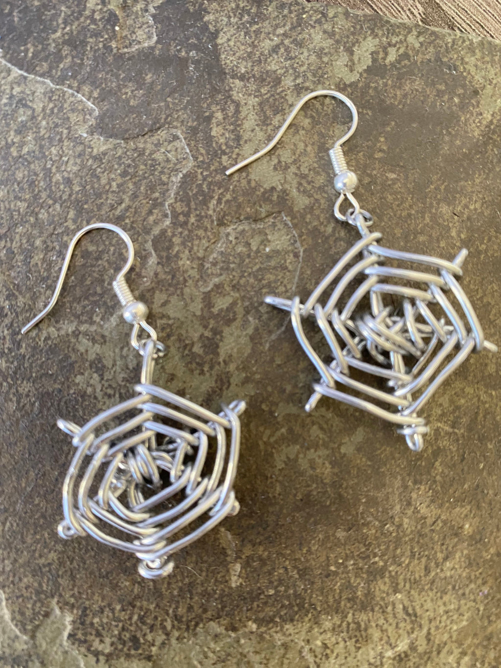 Handmade Silver Plated Spider Web Halloween Earrings