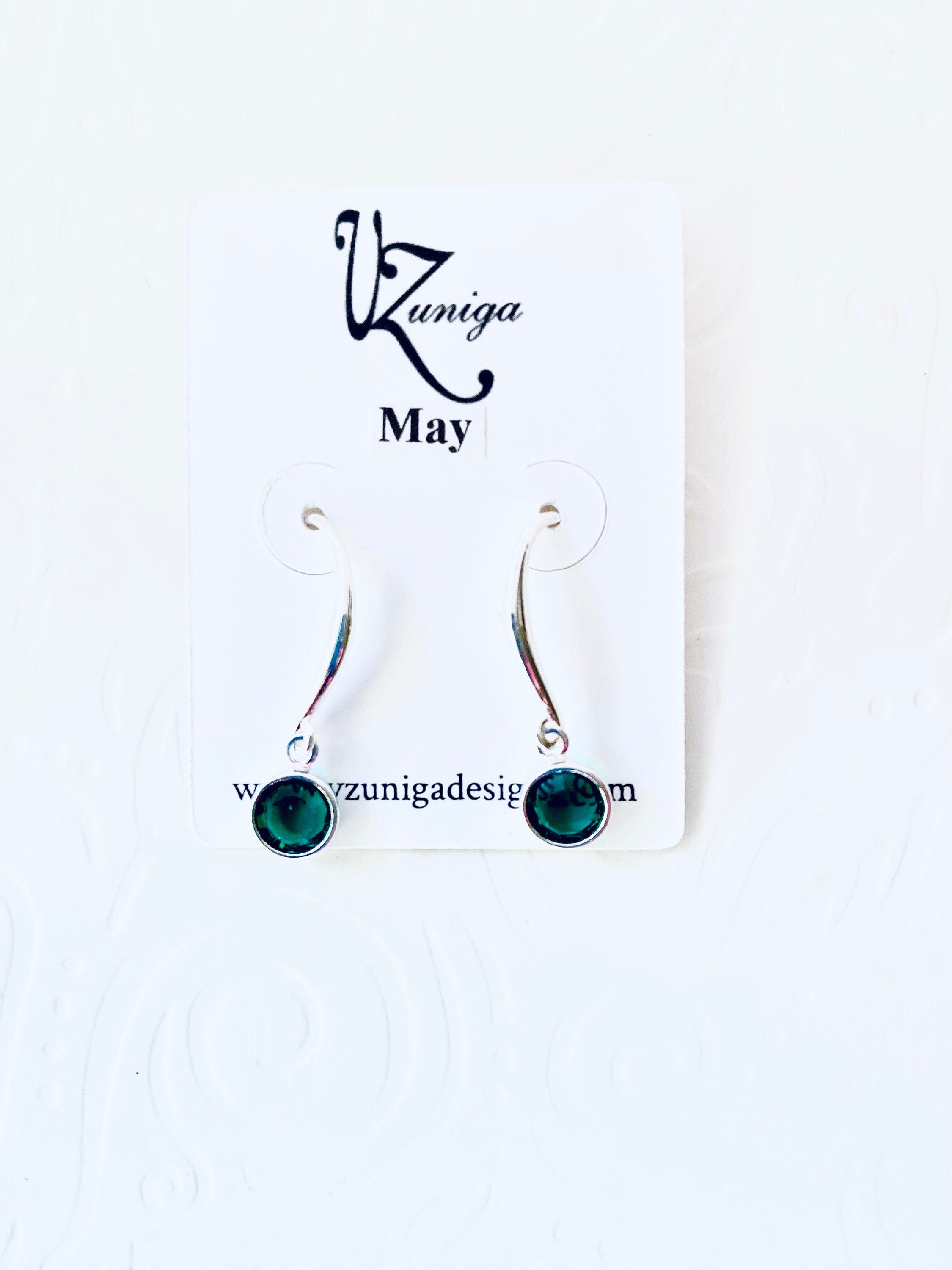 Swarovski Birthstone Charm Earrings, Sterling Silver Hooks