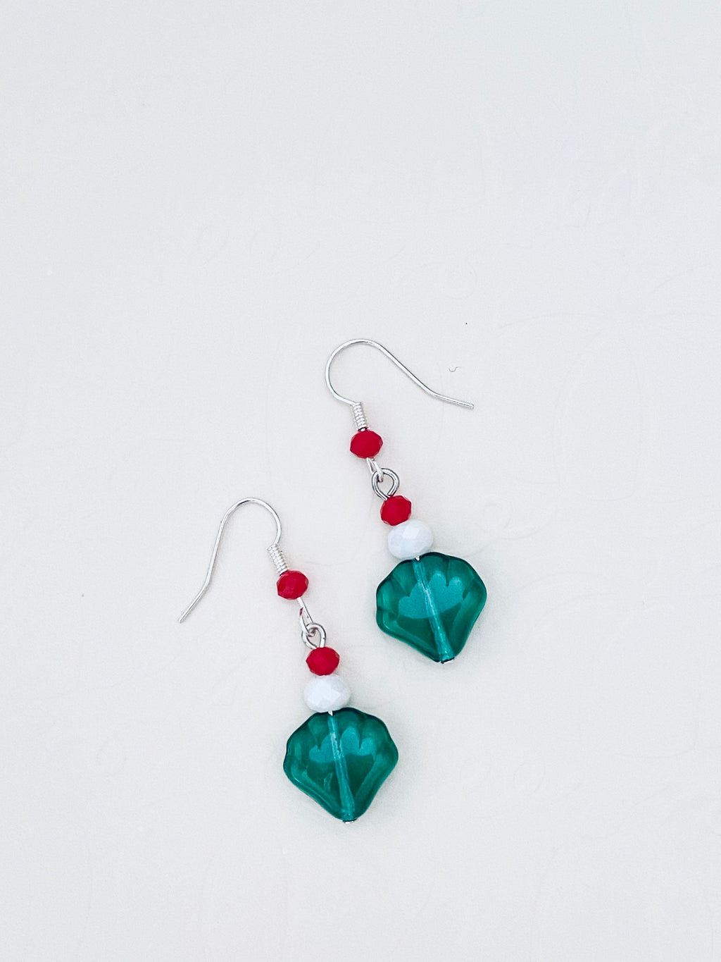 Festive Christmas Bead Dangle Earrings, Holiday Jewelry