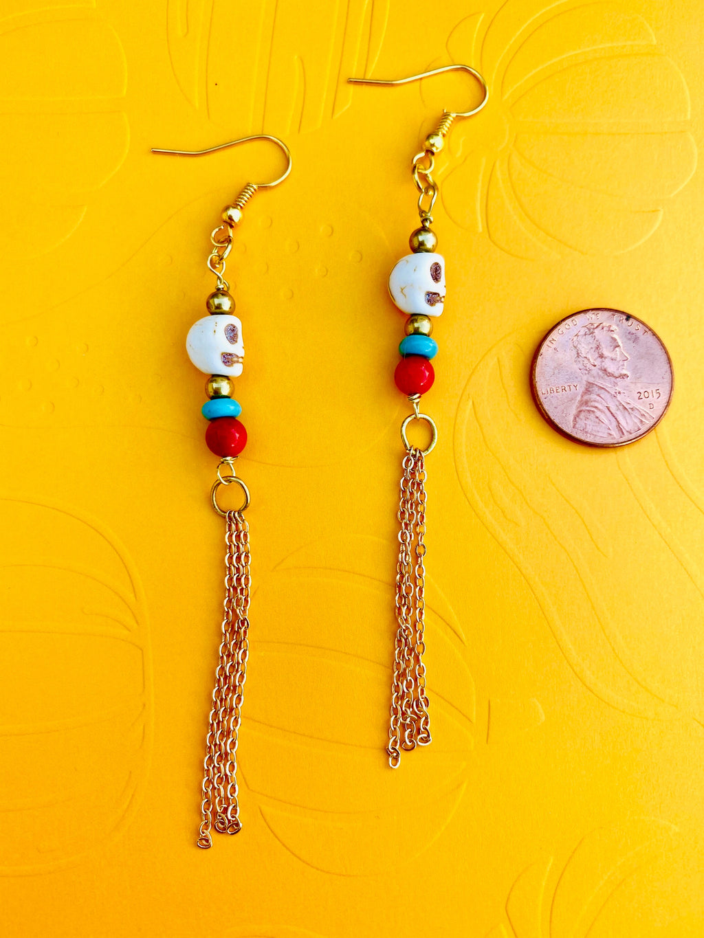 Day of the dead earrings, skull earrings, Halloween earrings, gifts for Halloween, gifts for day of the dead, gifts for fun, gold plated
