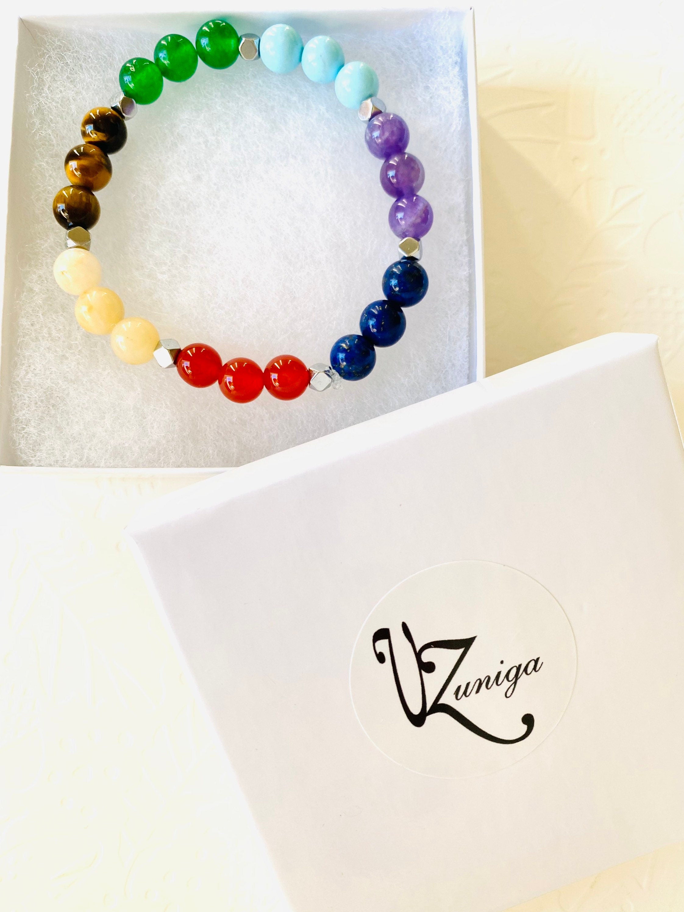 7 Chakra Gemstone Bracelet, Spiritual Balance, Yoga Jewelry