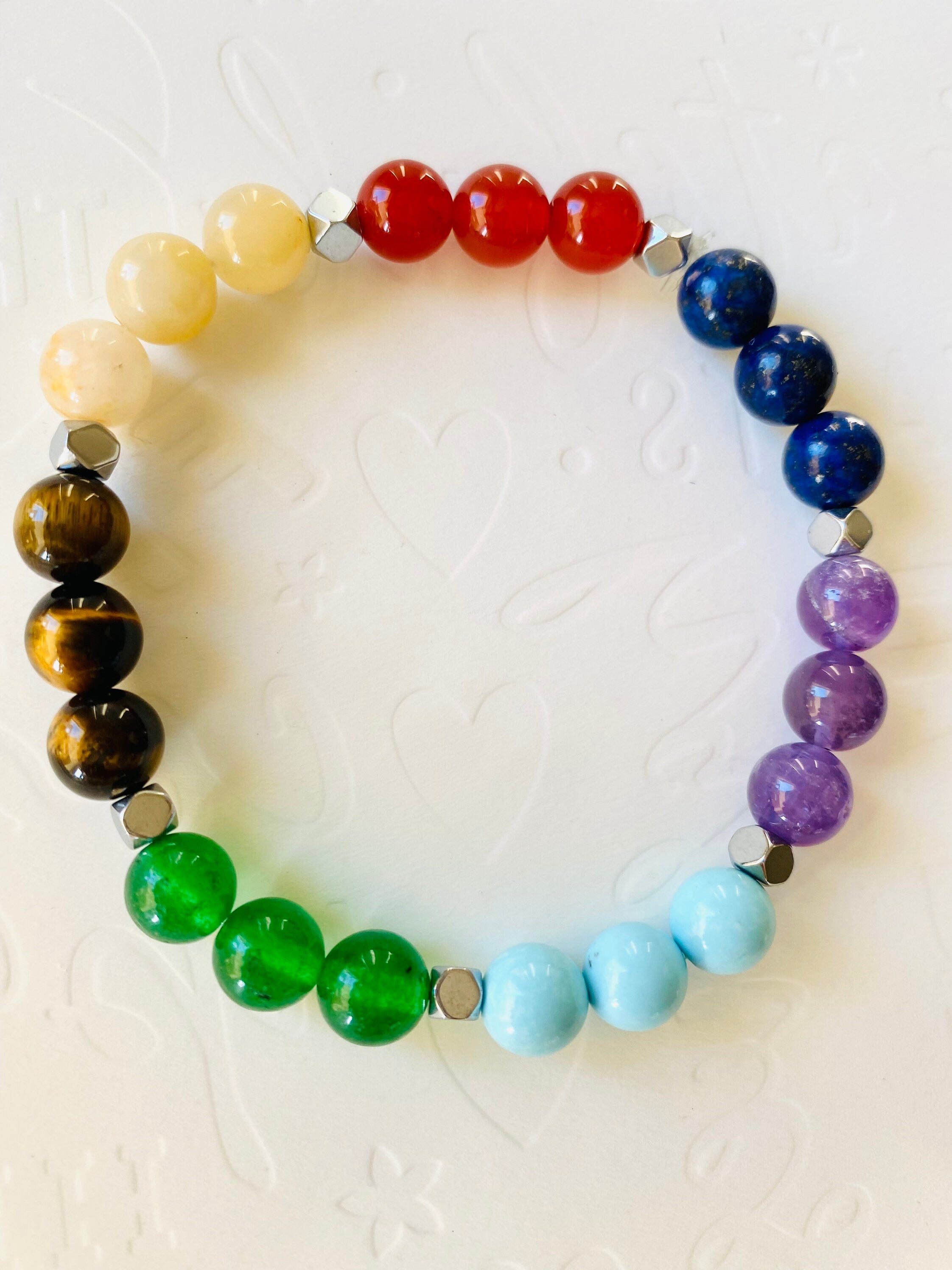 7 Chakra Gemstone Bracelet, Spiritual Balance, Yoga Jewelry