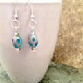 Iridescent Blue Dangle Earrings, Easter Egg Style
