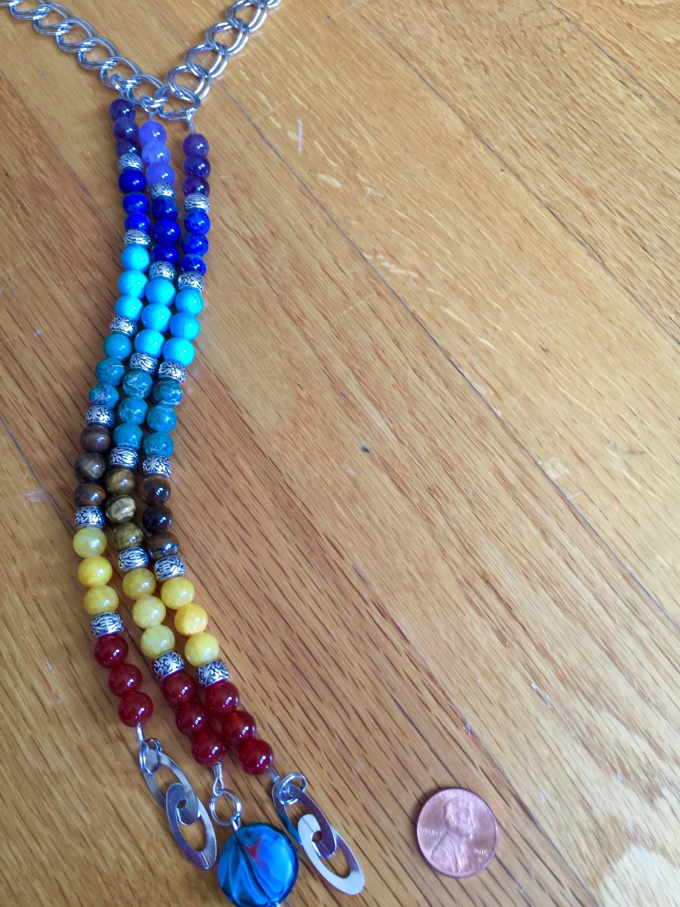 7 Chakra Necklace for Spiritual Balance, Gemstone Silver plated Necklace, Necklace with a meaning, Jewelry with a meaning, Healing jewelry