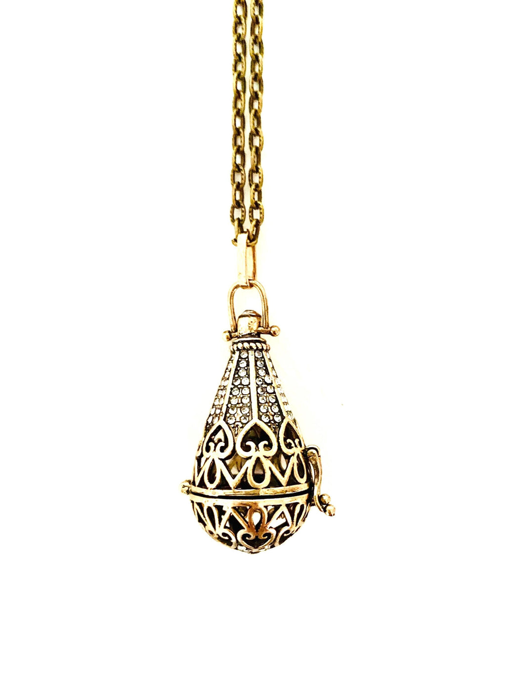 Steampunk Brass Prayer Box Necklace, Secret Compartment Locket (30 inch Chain)