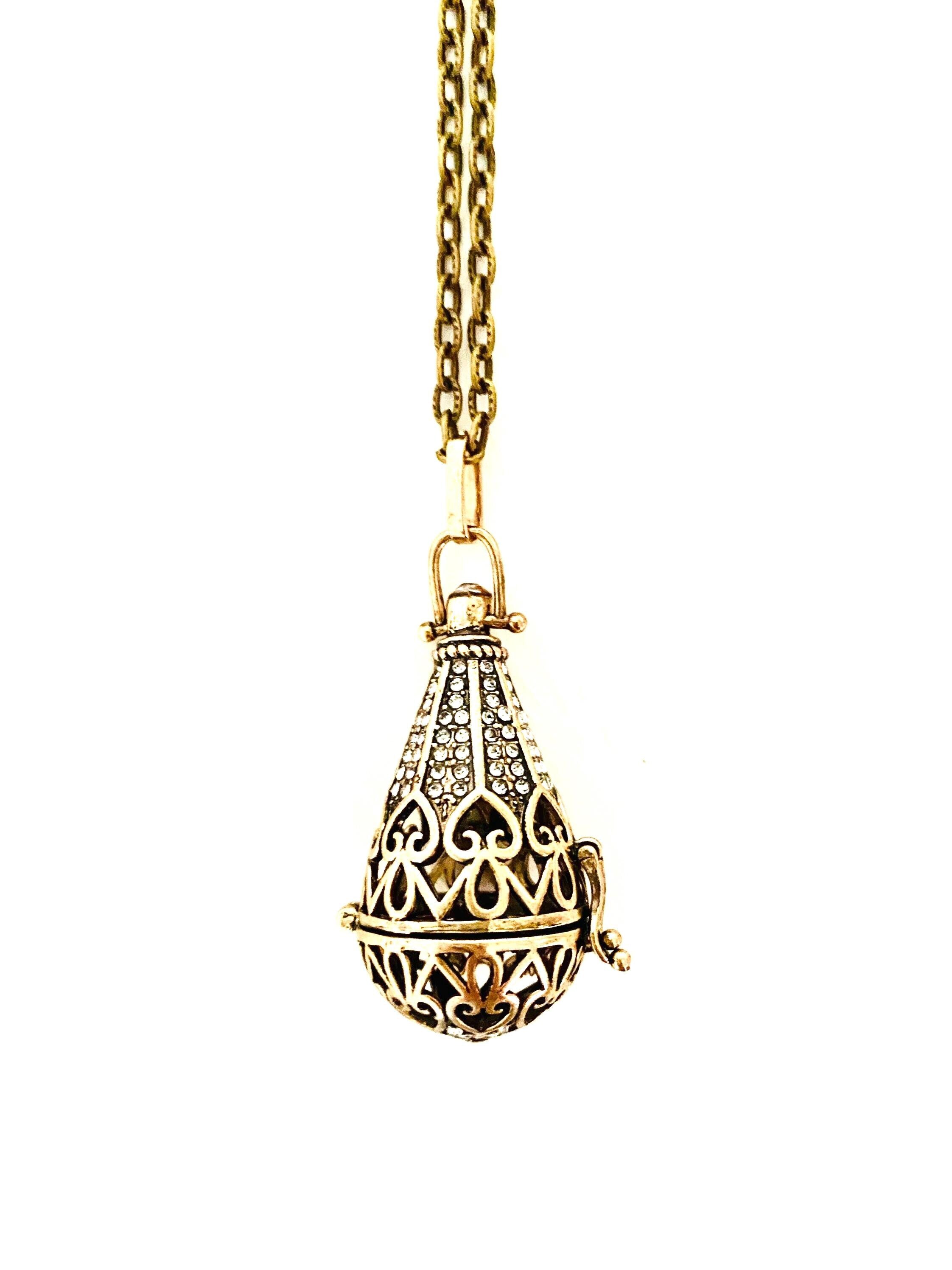 Steampunk Brass Prayer Box Necklace, Secret Compartment Locket (30 inch Chain)