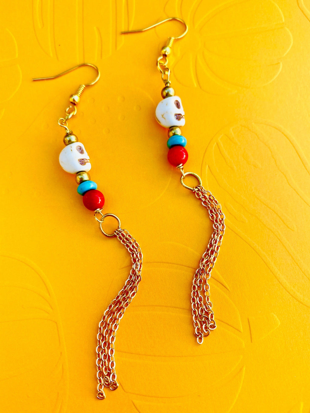 Day of the dead earrings, skull earrings, Halloween earrings, gifts for Halloween, gifts for day of the dead, gifts for fun, gold plated