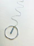 Silver Hexagon Pendant Necklace with Hematite Beads, 30 Inch Chain