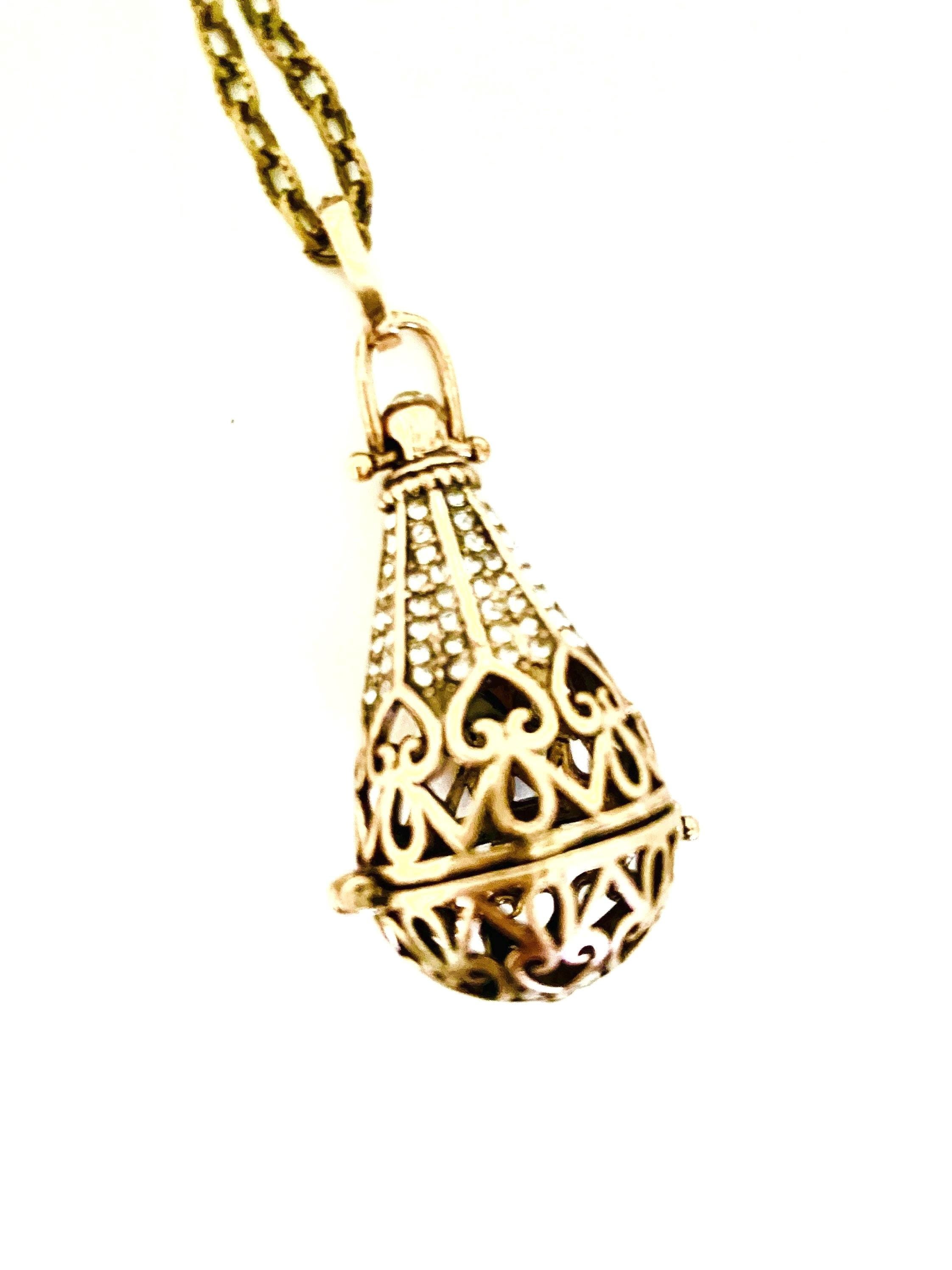 Steampunk Brass Prayer Box Necklace, Secret Compartment Locket (30 inch Chain)