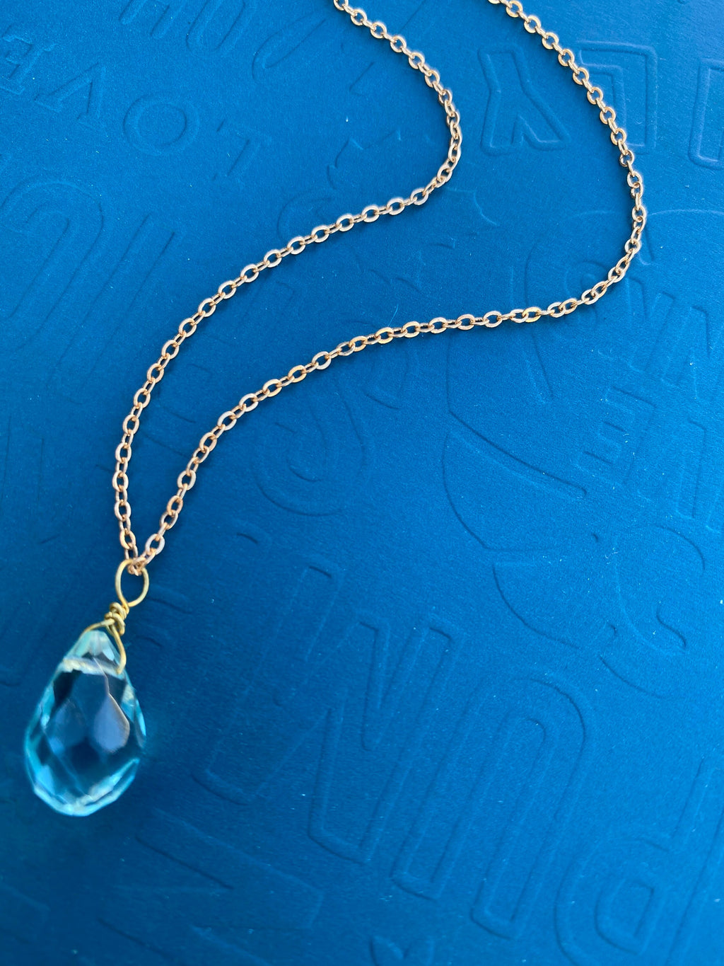 Teardrop Aquamarine Silver Plated Necklace, March Birthstone