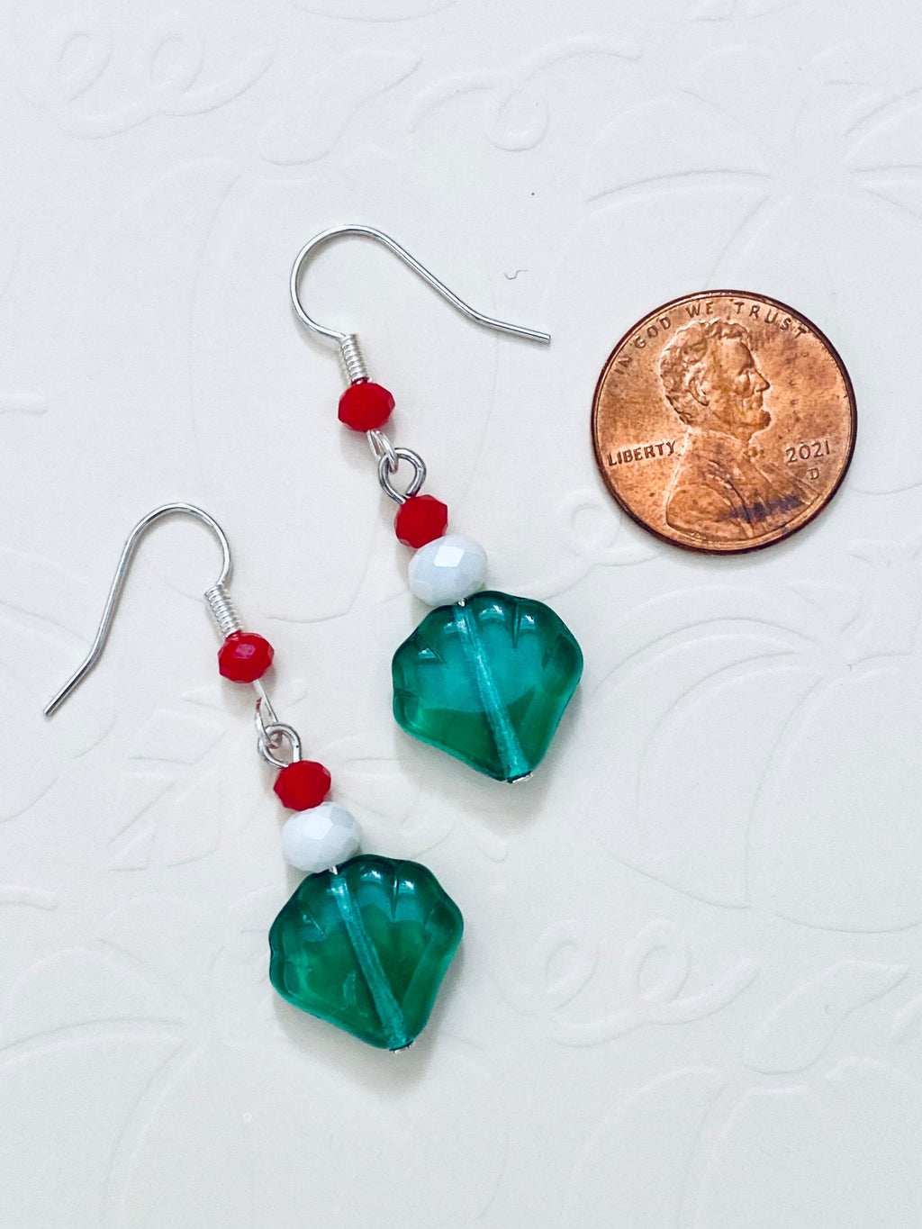Festive Christmas Bead Dangle Earrings, Holiday Jewelry