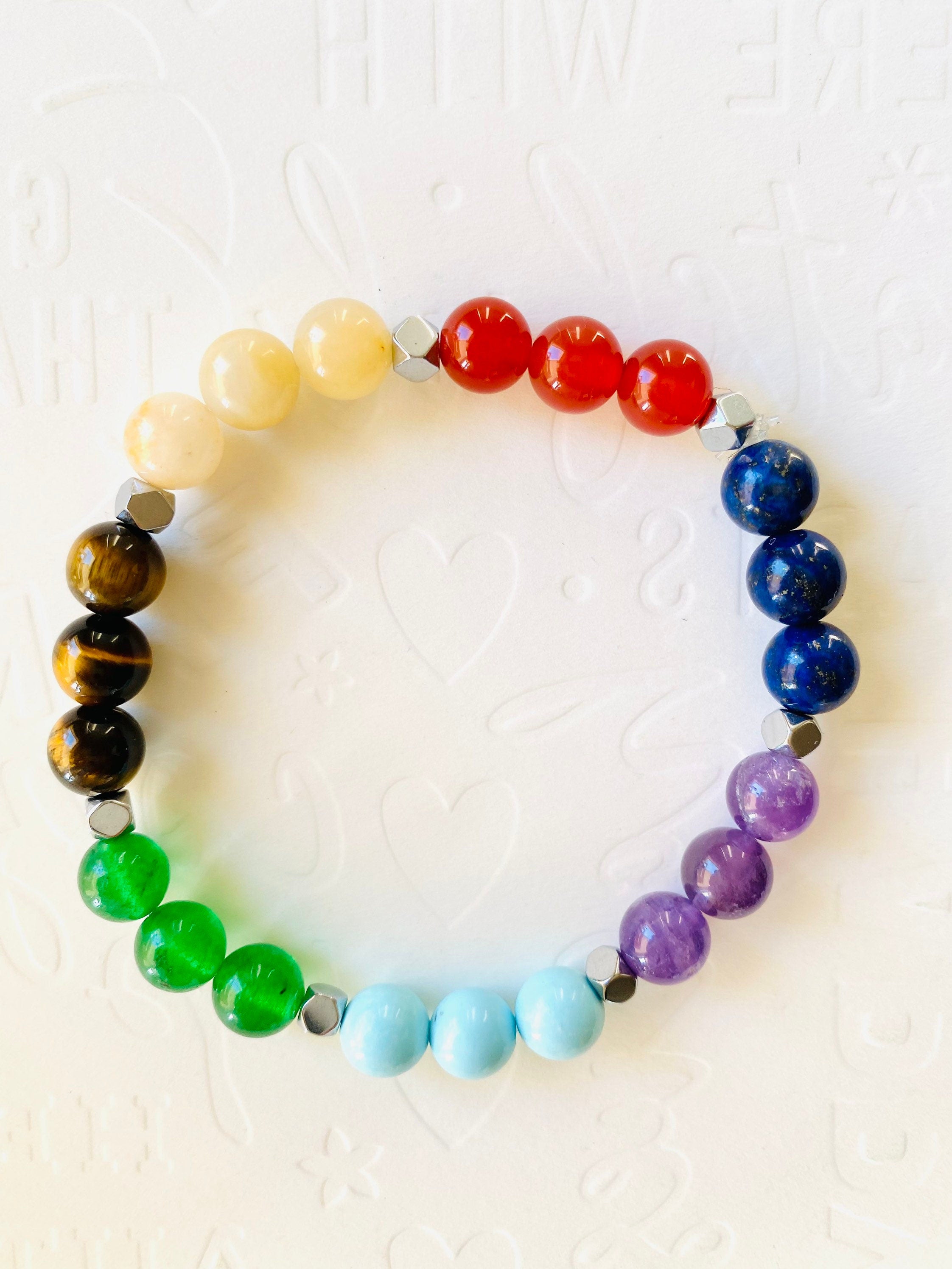7 Chakra Gemstone Bracelet, Spiritual Balance, Yoga Jewelry