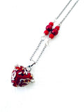 Red Heart Locket Necklace, Filigree Pendant, Sentimental Keepsake