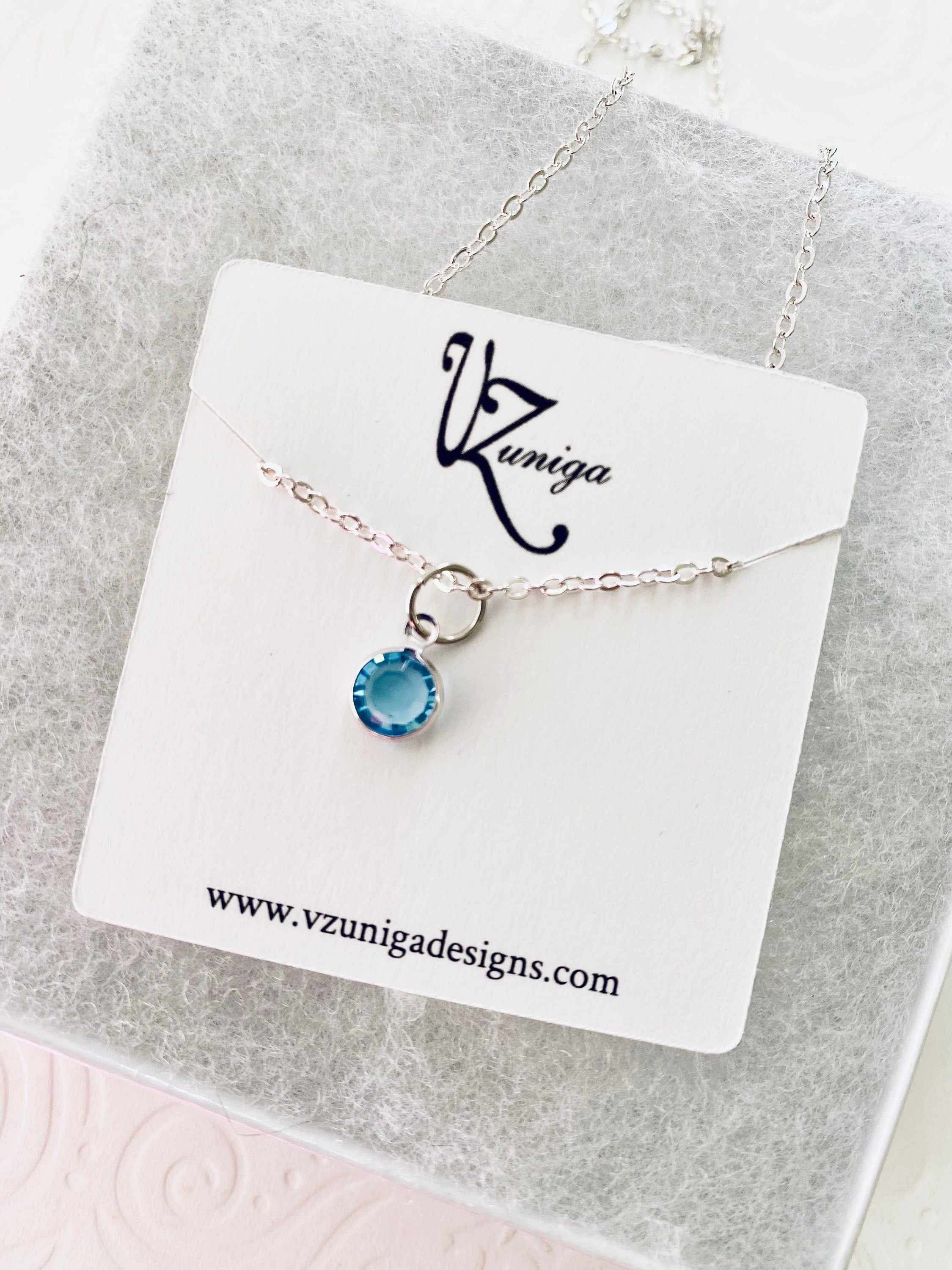Silver Plated Swarovski Birthstone Charm Necklace