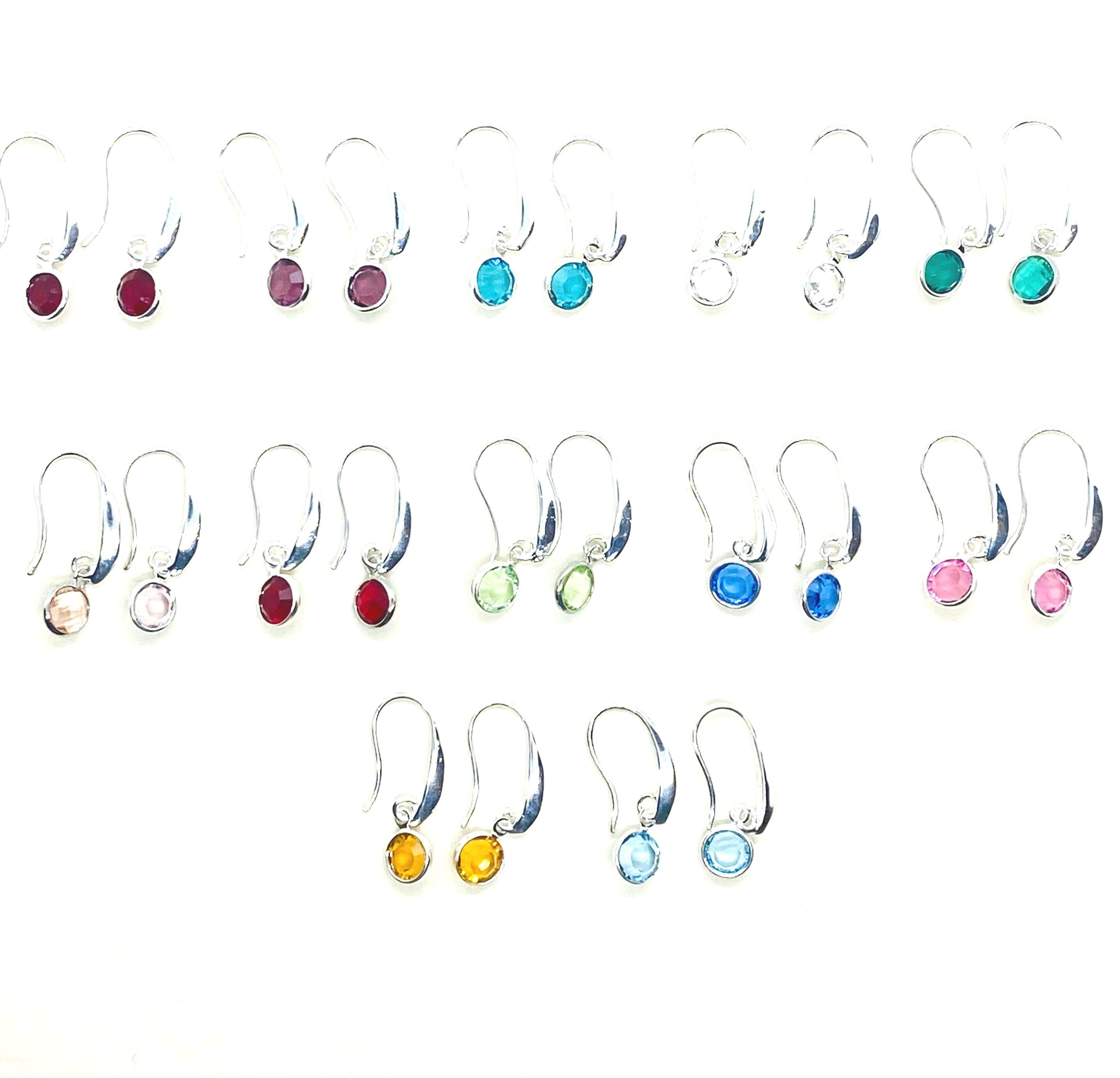Swarovski Birthstone Charm Earrings, Sterling Silver Hooks