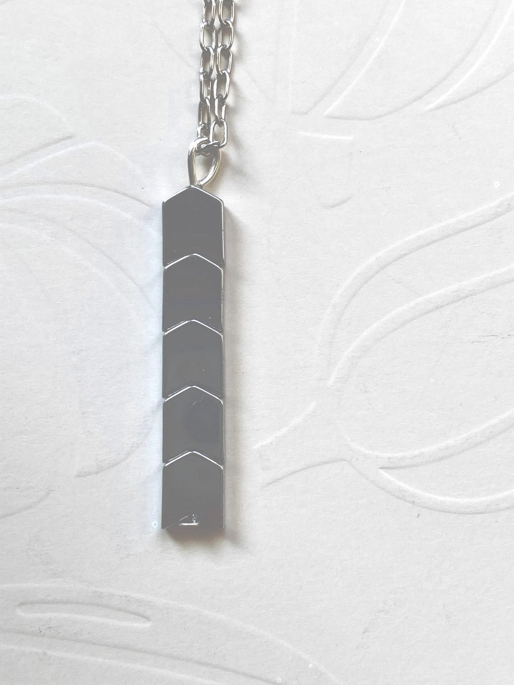 Hematite Pendant Necklace, Silver Plated Chain, Geometric Jewelry