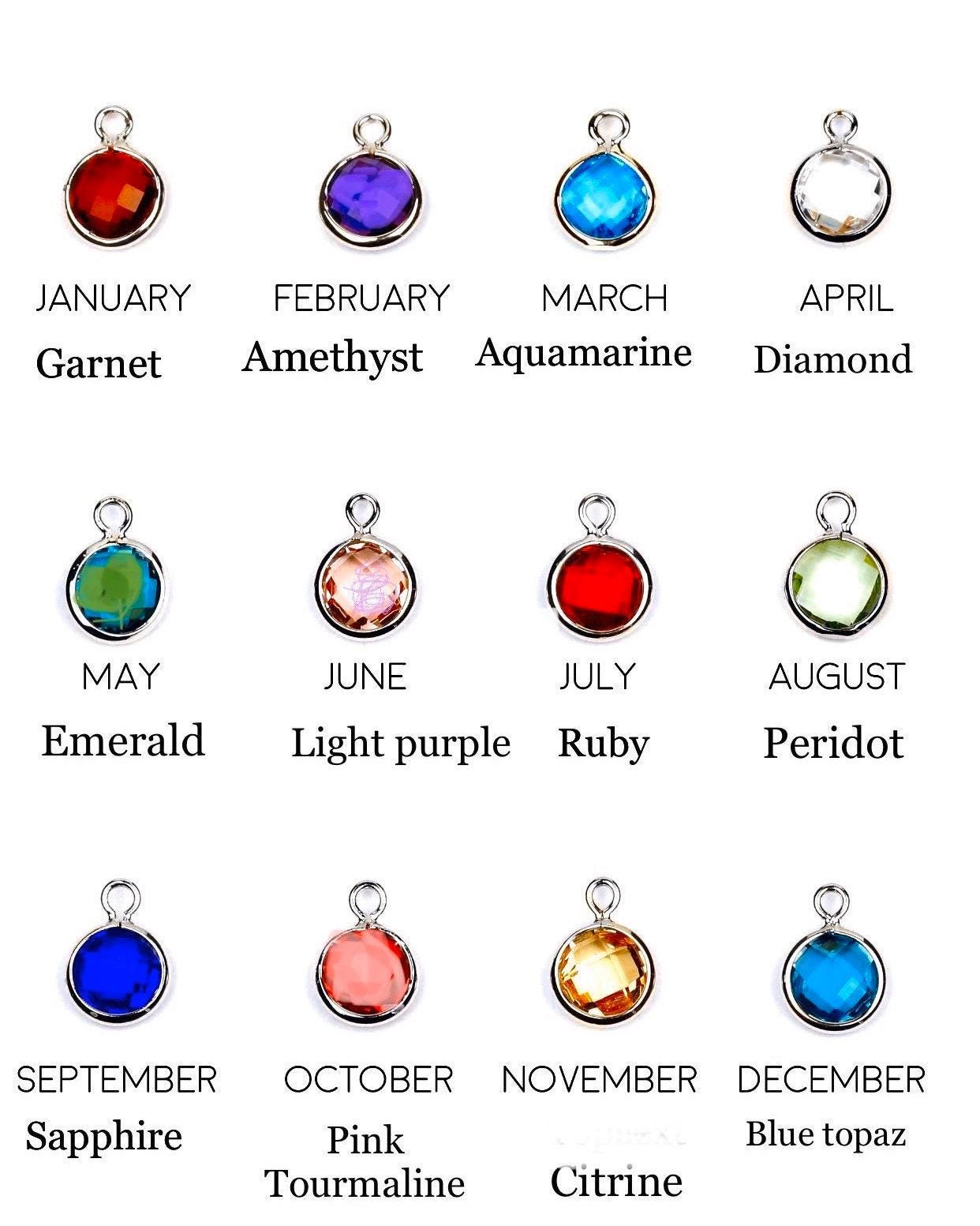 Heart Birthstone Necklace, Swarovski Charm, Silver Plated