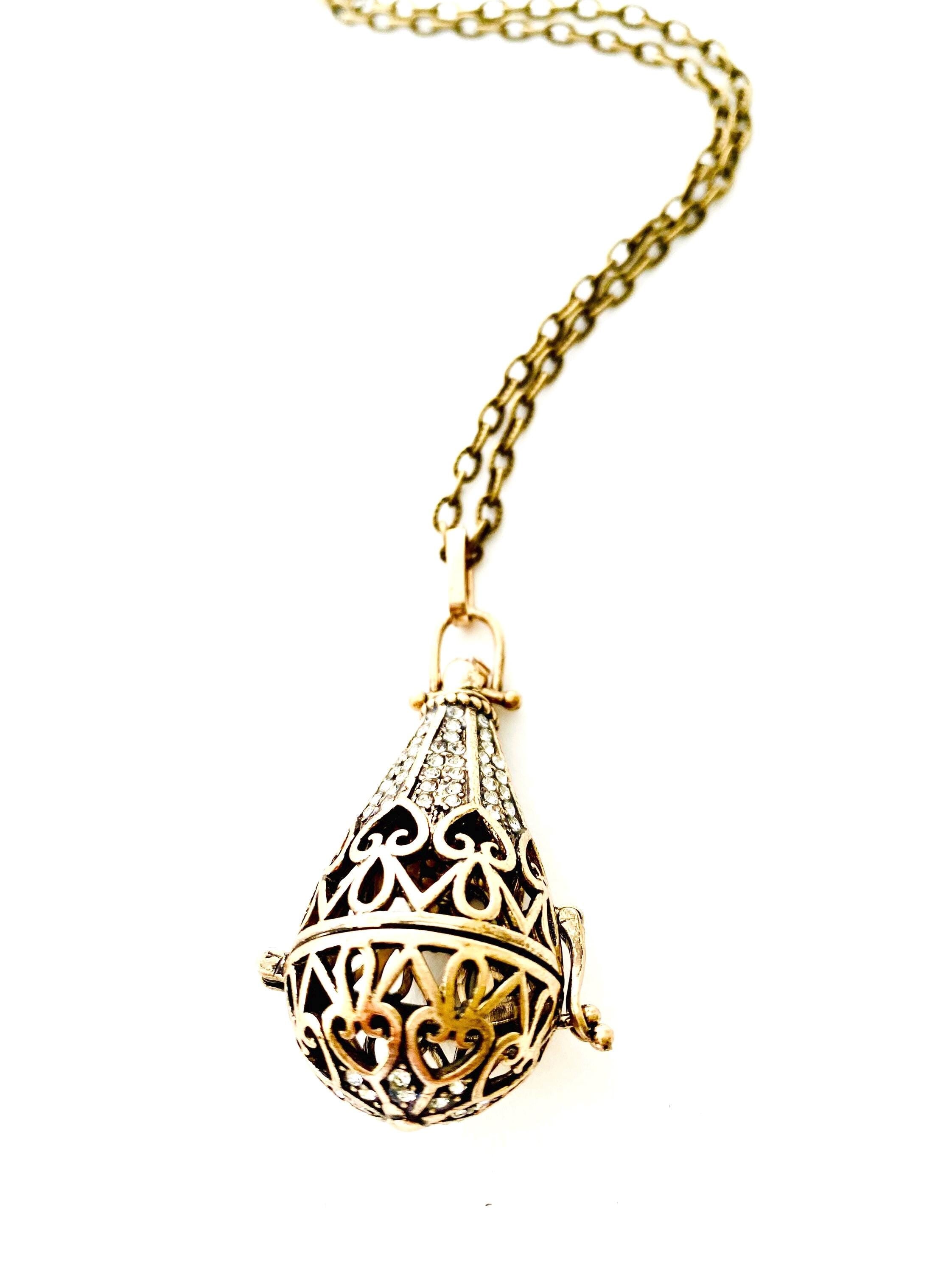 Steampunk Brass Prayer Box Necklace, Secret Compartment Locket (30 inch Chain)