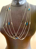 Crystal Rondelle Silver Plated Necklace, Dainty Beaded Chain, 30 Inch