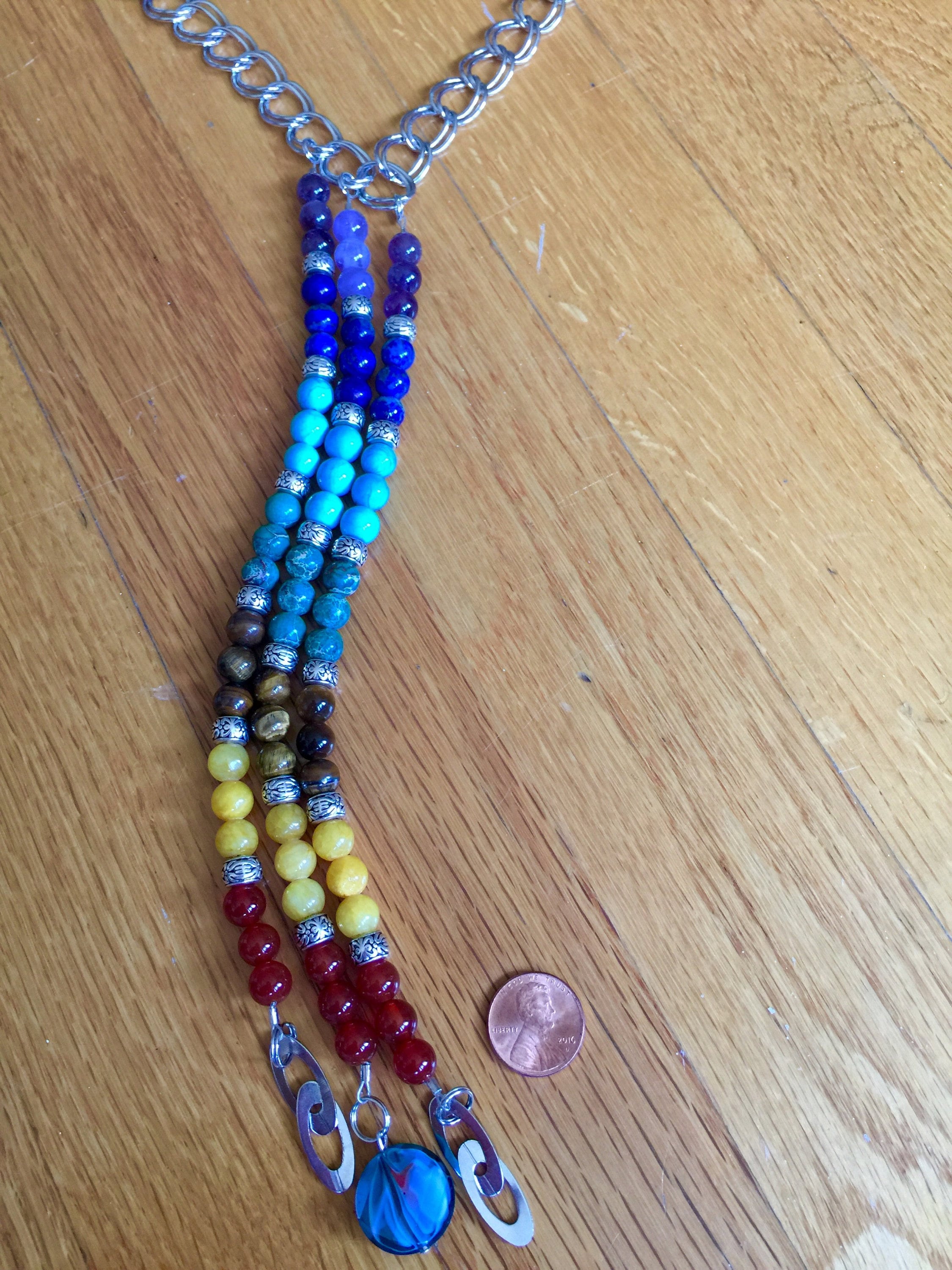 7 Chakra Necklace for Spiritual Balance, Gemstone Silver plated Necklace, Necklace with a meaning, Jewelry with a meaning, Healing jewelry