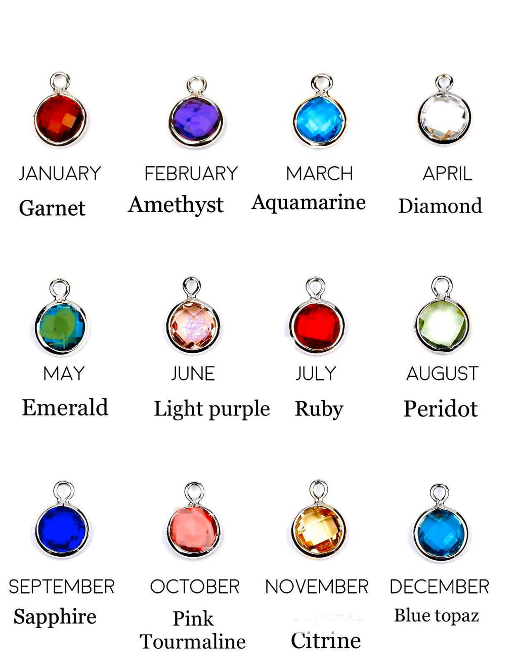 Silver Plated Swarovski Birthstone Charm Necklace