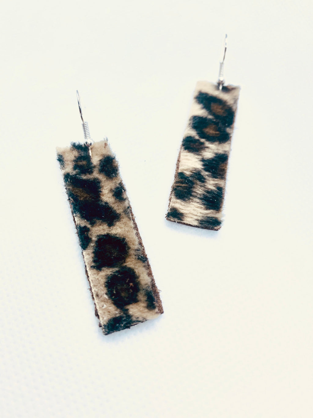 Faux Leopard Print Rectangular Earrings, Burgundy Back