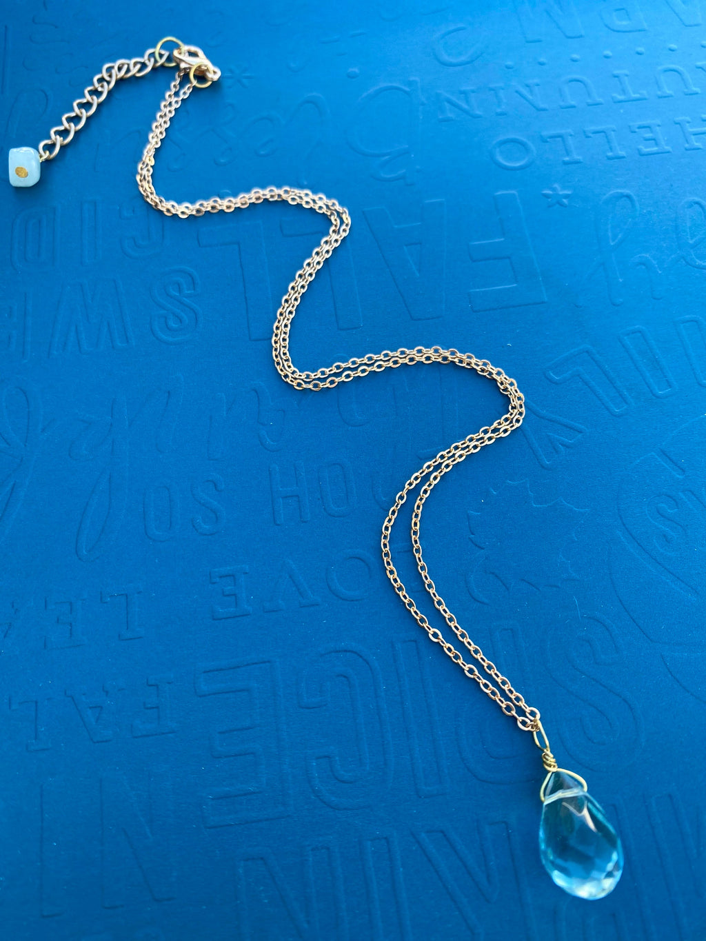 Teardrop Aquamarine Silver Plated Necklace, March Birthstone