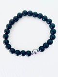 Matte Onyx Gemstone Bracelet, Silver Hematite Focal Bead, Unisex