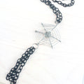 Halloween Spider Web Necklace, Silver Plated, Black Cable Chain