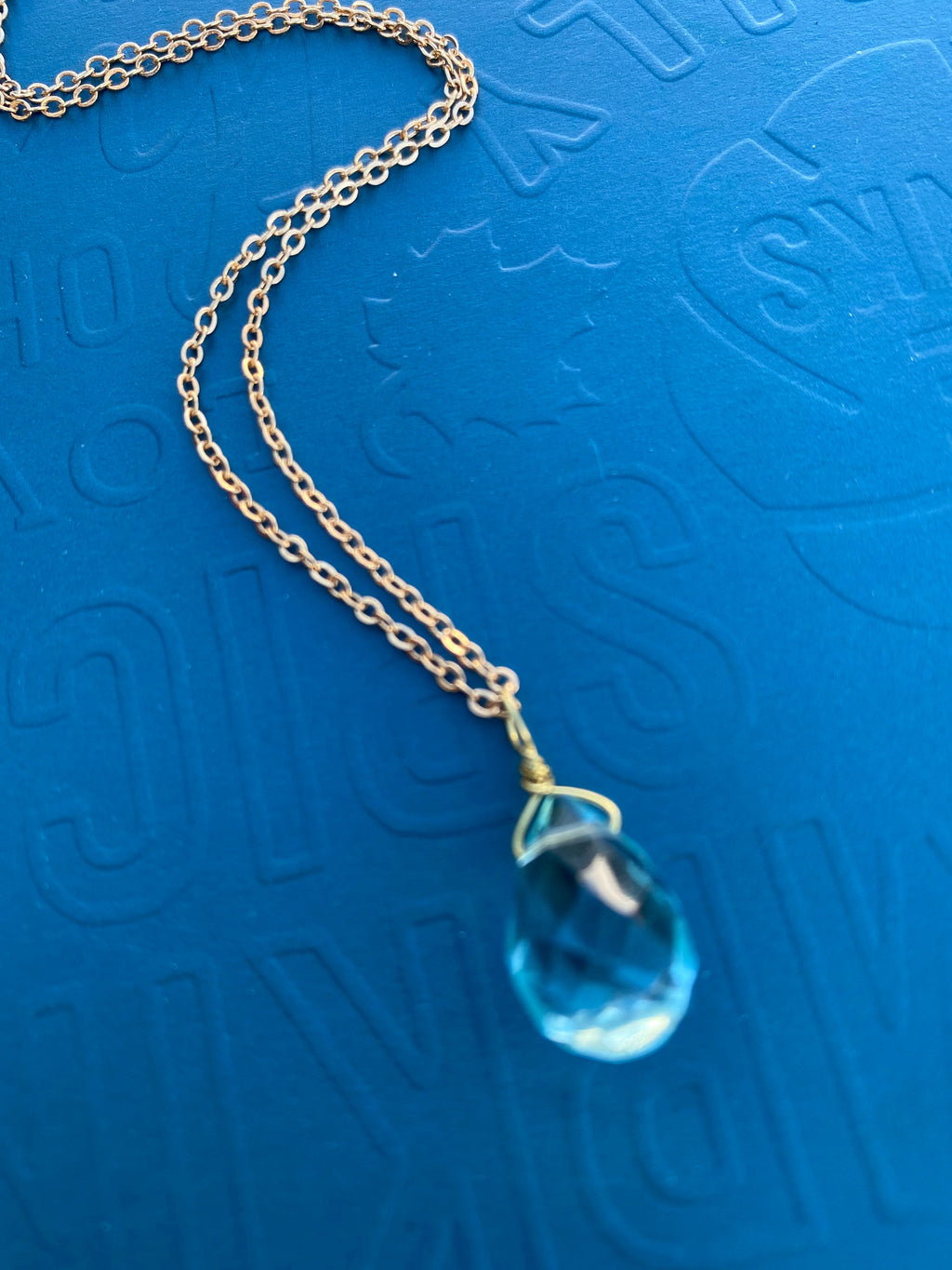 Teardrop Aquamarine Silver Plated Necklace, March Birthstone