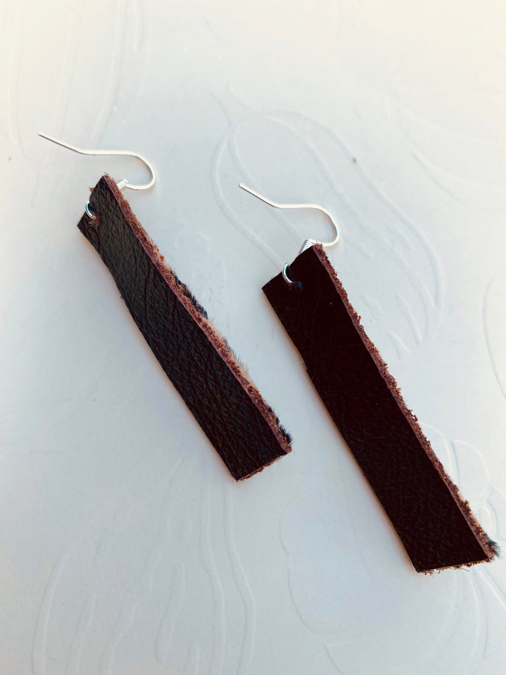 Faux Leopard Print Rectangular Earrings, Burgundy Back