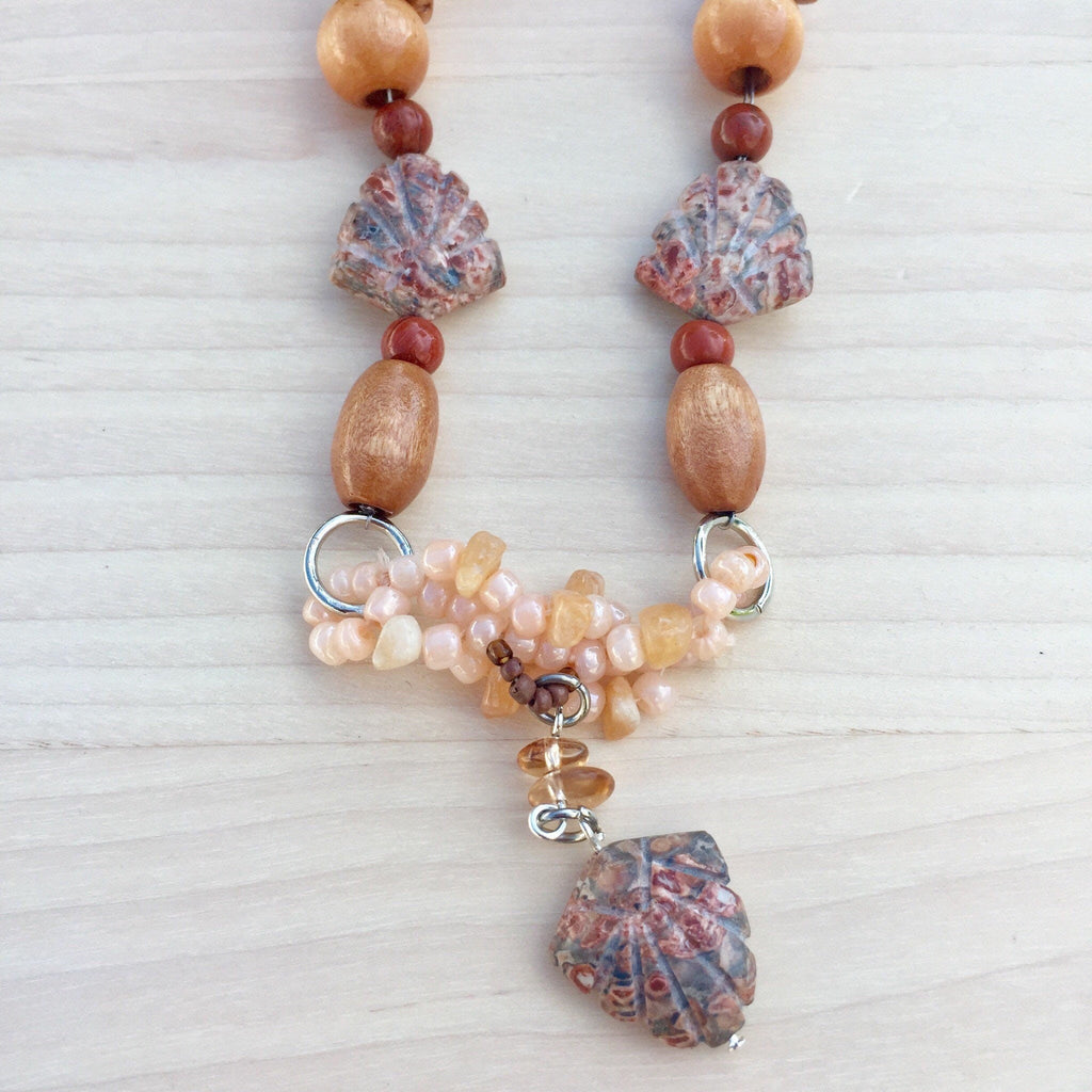 Poppy Jasper Beaded Necklace, Autumn Colors, Embellished Jewelry
