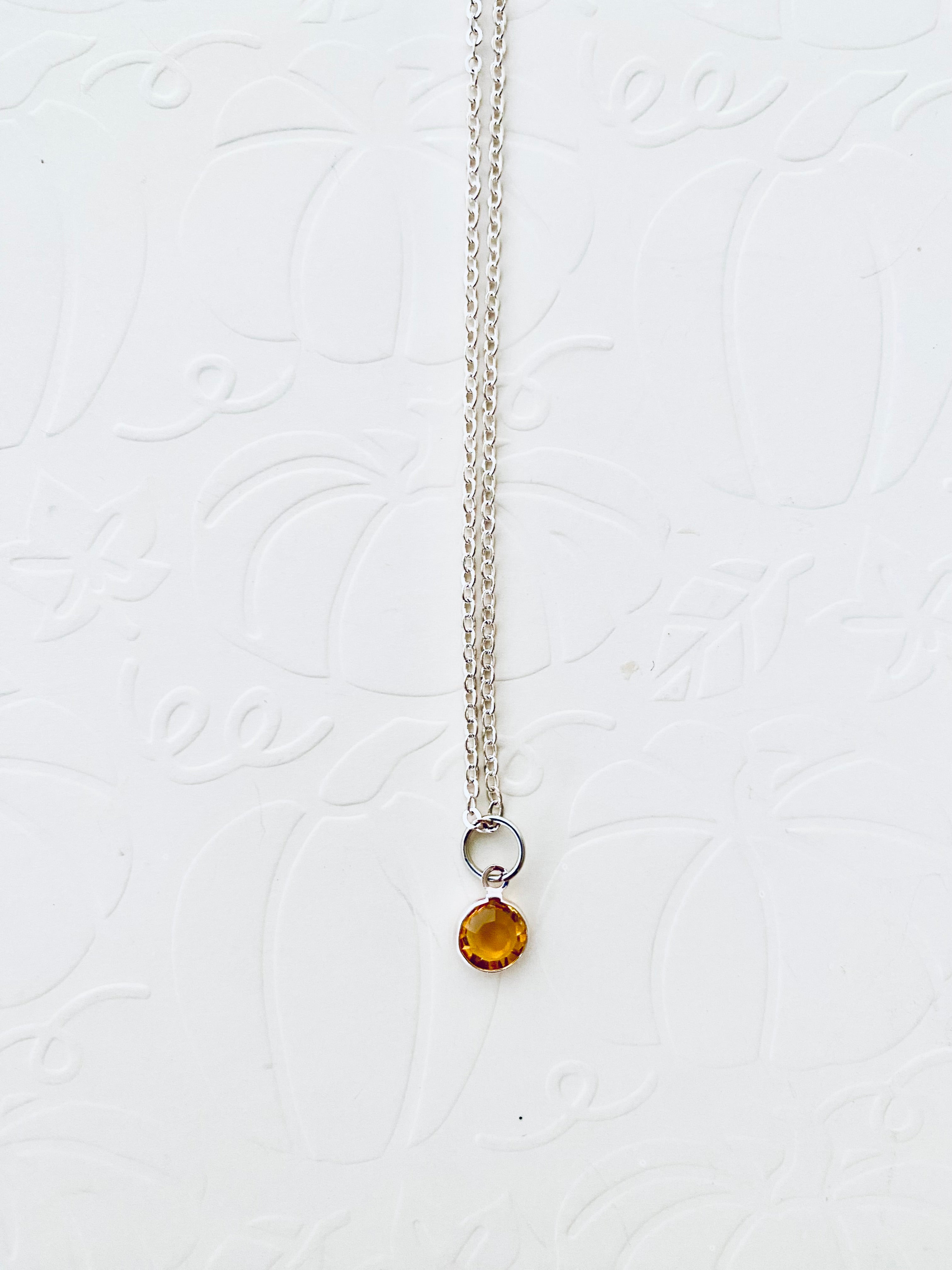 Silver Plated Swarovski Birthstone Charm Necklace