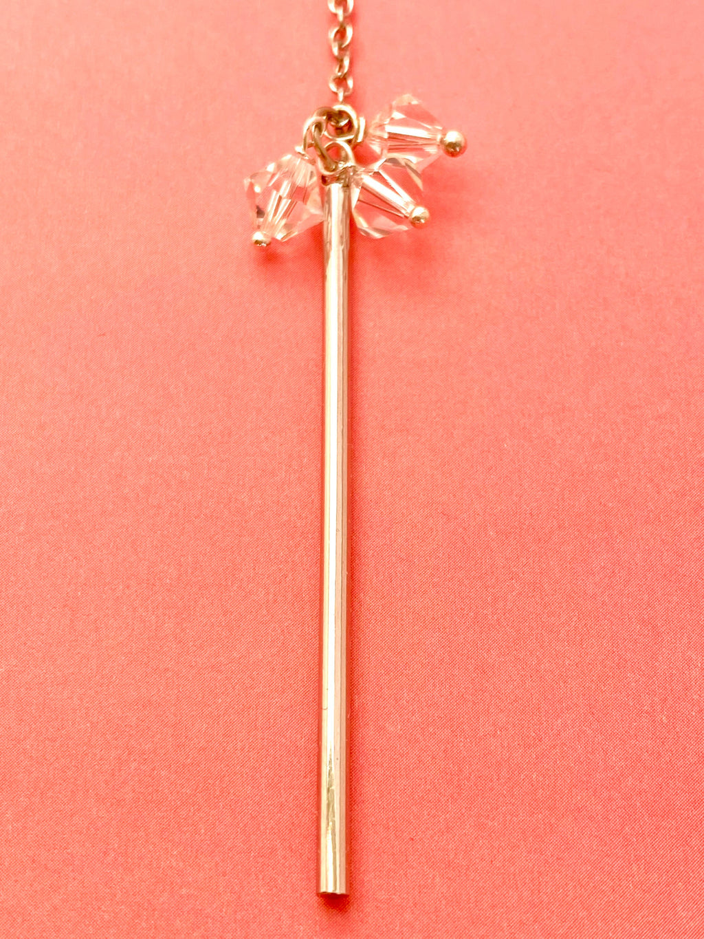 Crystal Lariat Necklace, Silver Chain, Chic Minimalist Jewelry