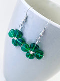 St. Patrick's Day Clover Earrings, Green Heart Beads, Irish Gift