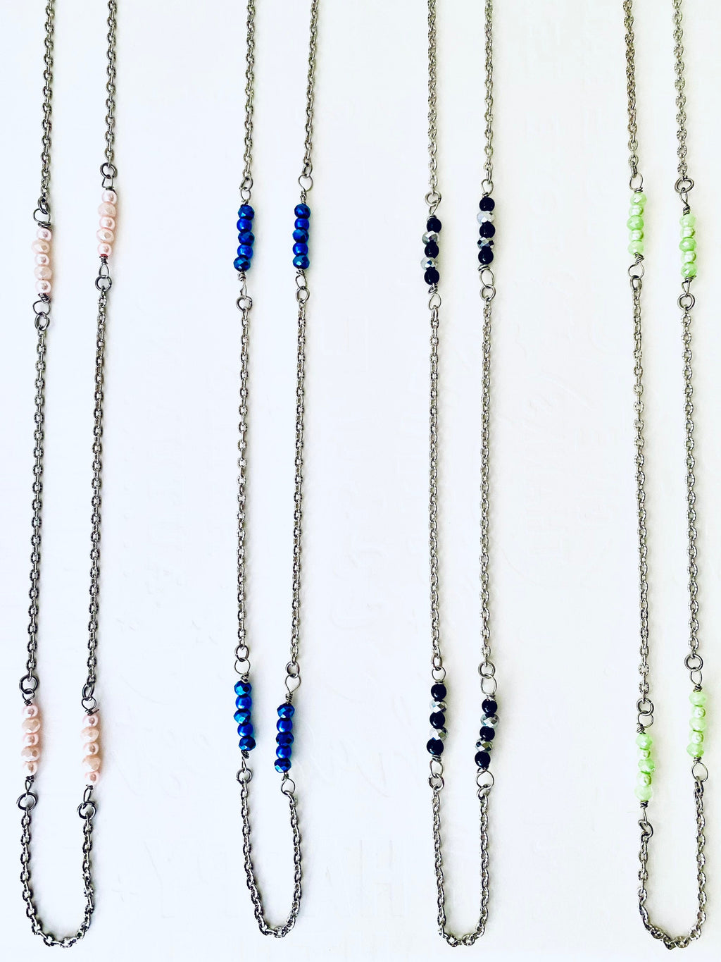 Crystal Rondelle Silver Plated Necklace, Dainty Beaded Chain, 30 Inch