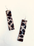 Faux Leopard Print Rectangular Earrings, Burgundy Back